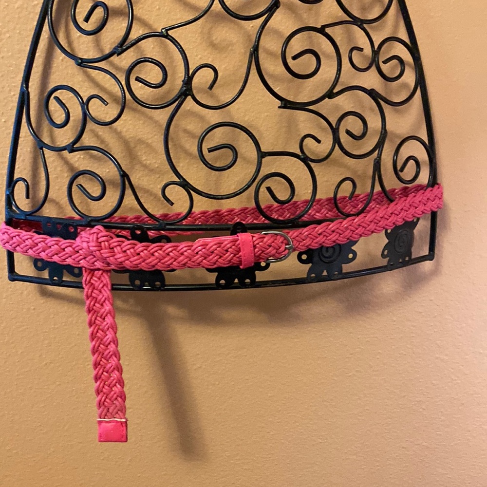 Barbie pink woven belt with metal closure